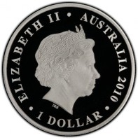 Silver coin Australia KM# 1326 ELIZABETH II. AUSTRALIA 2010. 1 DOLLAR. IRB.