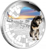 2010 - HUSKY. Australian Antarctic Territory. P AH. 1 OZ 99.9 SILVER.