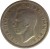 obverse of 6 Pence - George VI - With IND:IMP (1947 - 1948) coin with KM# 862 from United Kingdom. Inscription: GEORGIVS VI D:G:BR:OMN:REX