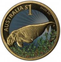 Aluminium Bronze coin Australia KM# 1387 AUSTRALIA $1. SHARK BAY. P RV.