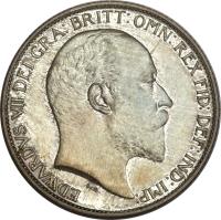 obverse of 6 Pence - Edward VII (1902 - 1910) coin with KM# 799 from United Kingdom. Inscription: EDWARDVS VII DEI GRA:BRITT:OMN:REX FID:DEF:IND:IMP