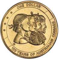 Aluminium Bronze coin Australia KM# 1495 ONE DOLLAR. A VG. 100 YEARS OF AUSTRALIAN COINAGE.