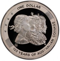 ONE DOLLAR. C. 100 YEARS OF AUSTRALIAN COINAGE.