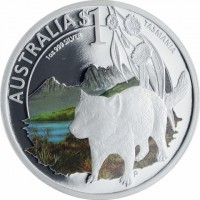 AUSTRALIA $1 TASMANIA. 1 oz 999 SILVER. P EM.