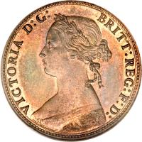 obverse of 1/2 Penny - Victoria - 2'nd Portrait (1874 - 1894) coin with KM# 754 from United Kingdom. Inscription: VICTORIA D:G: BRITT:REG:F:D: