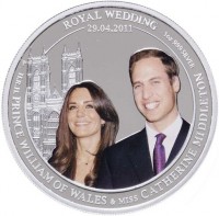 ROYAL WEDDING. 29.04.2011. P 1oz 999 SILVER. H.R.H. PRINCE WILLIAM OF WALES & MISS CATHERINE MIDDLETON.