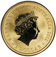 Aluminium Bronze coin Australia KM# 1582 ELIZABETH II. AUSTRALIA 2011. 1 DOLLAR. IRB.