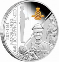 Silver coin Australia KM# 1592 CENTENARY OF RMC. DUNTROON. 1911-2011. P. RV.