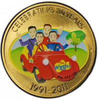 Aluminium Bronze coin Australia KM# 1597 CELEBRATING 20 YEARS. The Wiggles BIG RED CAR. P. 1991-2011.