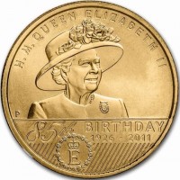 Aluminium Bronze coin Australia KM# 1603 H.M. QUEEN ELIZABETH II. P. 85th BIRTHDAY. 1926-2011. E.