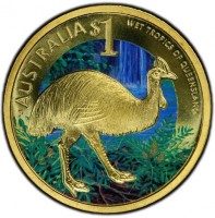 Aluminium Bronze coin Australia KM# 1612 AUSTRALIA $1. WET TROPICS OF QUEENSLAND. P RV.