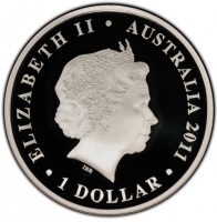 Silver coin Australia ELIZABETH II. AUSTRALIA 2011. 1 DOLLAR. IRB.