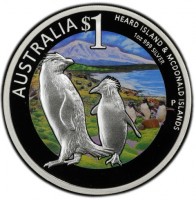 AUSTRALIA $1. HEARD ISLAND & MCDONALD ISLANDS. 1 oz 999 SILVER. P RV.