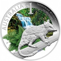 Silver coin Australia AUSTRALIA $1. TASMANIAN WILDERNESS 1oz 999 silver. P RV.