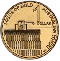 FIELDS OF GOLD. AUSTRALIAN WHEAT. I DOLLAR. WP.