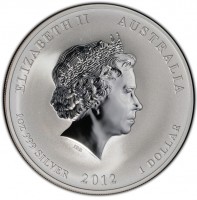 ELIZABETH II AUSTRALIA. IRB. 1oz 999 SILVER 2012 1 DOLLAR.