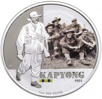 Silver coin Australia KM# 1699 P. KAPYONG. 1951. 1oz 999 SILVER. WR.