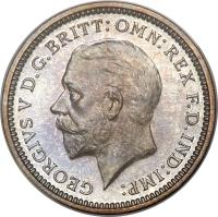 United Kingdom coin 3 Pence - George V (1927 - 1936) obverse obverse of 3 Pence - George V (1927 - 1936) coin with KM# 831 from United Kingdom. Inscription: GEORGIUS V D.G.BRITT:OMN:REX F.D.IND:IMP: BM