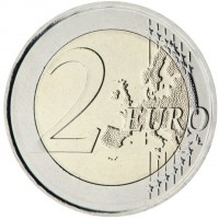 nickel brass clad nickel center in copper-nickel ring coin Belgium KM# 429 2 EURO. LL.