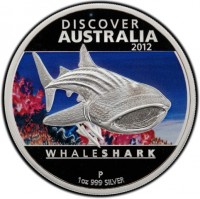 DISCOVER AUSTRALIA 2012. TV. WHALE SHARK. P. 1oz 999 SILVER.