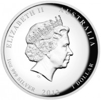 ELIZABETH II AUSTRALIA. IRB. 1oz 999 SILVER 2012 1 DOLLAR.