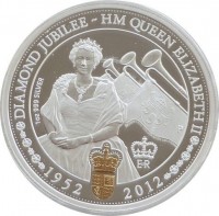 Silver coin Australia KM# 1788 DIAMOND JUBILEE ~ HM QUEEN ELIZABETH II. 1952 2012. 1oz 999 SILVER. P. E''R.