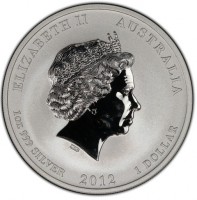 ELIZABETH II AUSTRALIA. IRB. 1oz 999 SILVER 2012 1 DOLLAR.