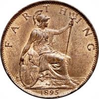 United Kingdom coin 1 Farthing - Victoria - 3'rd Portrait (1895 - 1901) reverse reverse of 1 Farthing - Victoria - 3'rd Portrait (1895 - 1901) coin with KM# 788 from United Kingdom. Inscription: FARTHING 1895