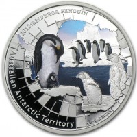 Silver coin Australia KM# 1826 2012 - EMPEROR PENGUIN. Australian Antarctic Territory. P WR. 1 OZ 99.9 SILVER.