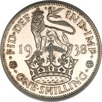 United Kingdom coin 1 Shilling - George VI - English crest; With IND:IMP (1937 - 1946) reverse reverse of 1 Shilling - George VI - English crest; With IND:IMP (1937 - 1946) coin with KM# 853 from United Kingdom. Inscription: · FID · DEF · IND · IMP · 19 41 · ONE · SHILLING ·