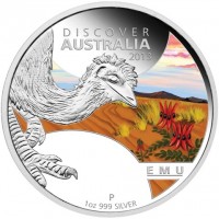 DISCOVER AUSTRALIA 2013. IJ EMU. P 1oz 999 SILVER.