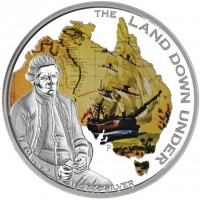 Silver coin Australia KM# 1941 THE LAND DOWN UNDER. TV P. 1oz 999 SILVER.