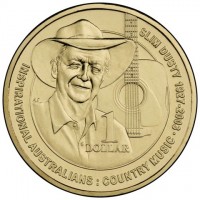 Aluminium Bronze coin Australia KM# 2014 AS. SLIM DUSTY 1927 - 2003. 1 DOLLAR. INSPIRATIONAL AUSTRALIANS : COUNTRY MUSIC.