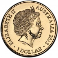 Aluminium Bronze coin Australia KM# 2015 ELIZABETH II. AUSTRALIA 2013. 1 DOLLAR. IRB.