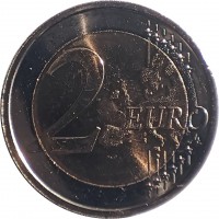 Bi-metallic Nickel-Brass plated Nickel center in Copper-Nickel ring coin Lithuania 2 EURO. LL.