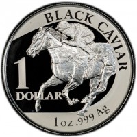 Silver coin Australia KM# 2018 BLACK CAVIAR. 1. CK CAVIAR. 1. DOLLAR. TD. 1oz999 Ag.