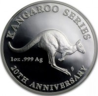 KANGAROO SERIES. 1oz999 Ag. HH. 20TH ANNIVERSARY.