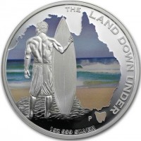 Silver coin Australia KM# 2051 THE LAND DOWN UNDER. AH P. 1oz 999 SILVER.