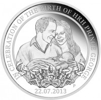 Silver coin Australia KM# 2060 IN CELEBRATION OF THE BIRTH OF HRH PRINCE GEORGE. JM. P. 22.07.2013.