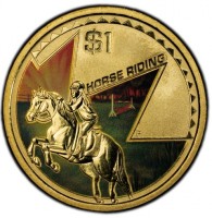 Aluminium Bronze coin Australia KM# 2063 $1. HORSE RIDING. P NM.