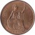 reverse of 1 Penny - George VI - Without IND:IMP (1949 - 1952) coin with KM# 869 from United Kingdom. Inscription: ONE PENNY 1950