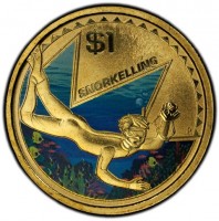 Aluminium Bronze coin Australia KM# 2137 NM $1. SNORKELLING. P.