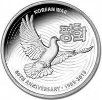 Silver coin Australia KM# 2148 KOREAN WAR. 평화. 60TH ANNIVERSARY 1953-2013.