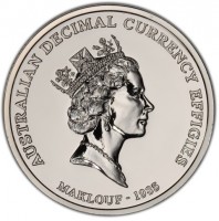 Silver coin Australia AUSTRALIAN DECIMAL CURRENCY EFFIGIES. MAKLOUF · 1985. RDM.