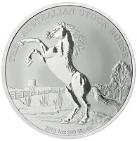 Silver coin Australia THE AUSTRALIAN STOCK HORSE. P. 2013 1 oz 999 SILVER. IJ.