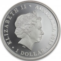 Silver coin Australia · ELIZABETH II · AUSTRALIA 2013 ·. 1 DOLLAR. IRB.
