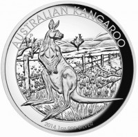 Silver coin Australia KM# 2177 AUSTRALIAN KANGAROO. 2014 1 oz 999 SILVER. TV.