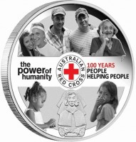 Silver coin Australia KM# 2892 the power of humanity. AUSTRALIAN RED CROSS. 100 YEARS PEOPLE HELPING PEOPLE. P.