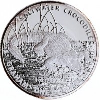 Silver coin Australia KM# 2902 SALTWATER CROCODILE. TD. 1 OZ999 Ag. GRAHAM - ONE DOLLAR.