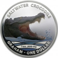Silver coin Australia KM# 2903 SALTWATER CROCODILE. TD 1 oz999 Ag. GRAHAM - ONE DOLLAR.